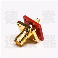 SMA连接器母直式4孔法兰压接铜镀金标准