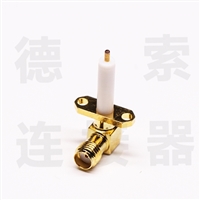 德索SMA连接器母弯式2孔法兰铜镀金标准厂家