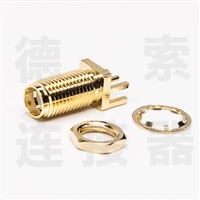 SMA连接器母直式穿墙/卡板防尘铜镀金/镀镍标准