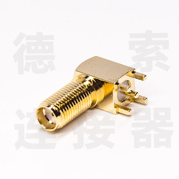 SMA连接器母弯式插孔铜镀金标准工厂
