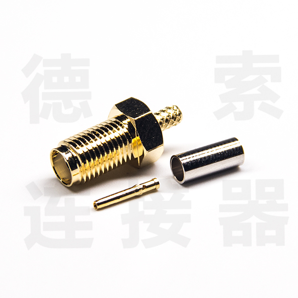 SMA连接器母直式压接RG316铜镀金标准 