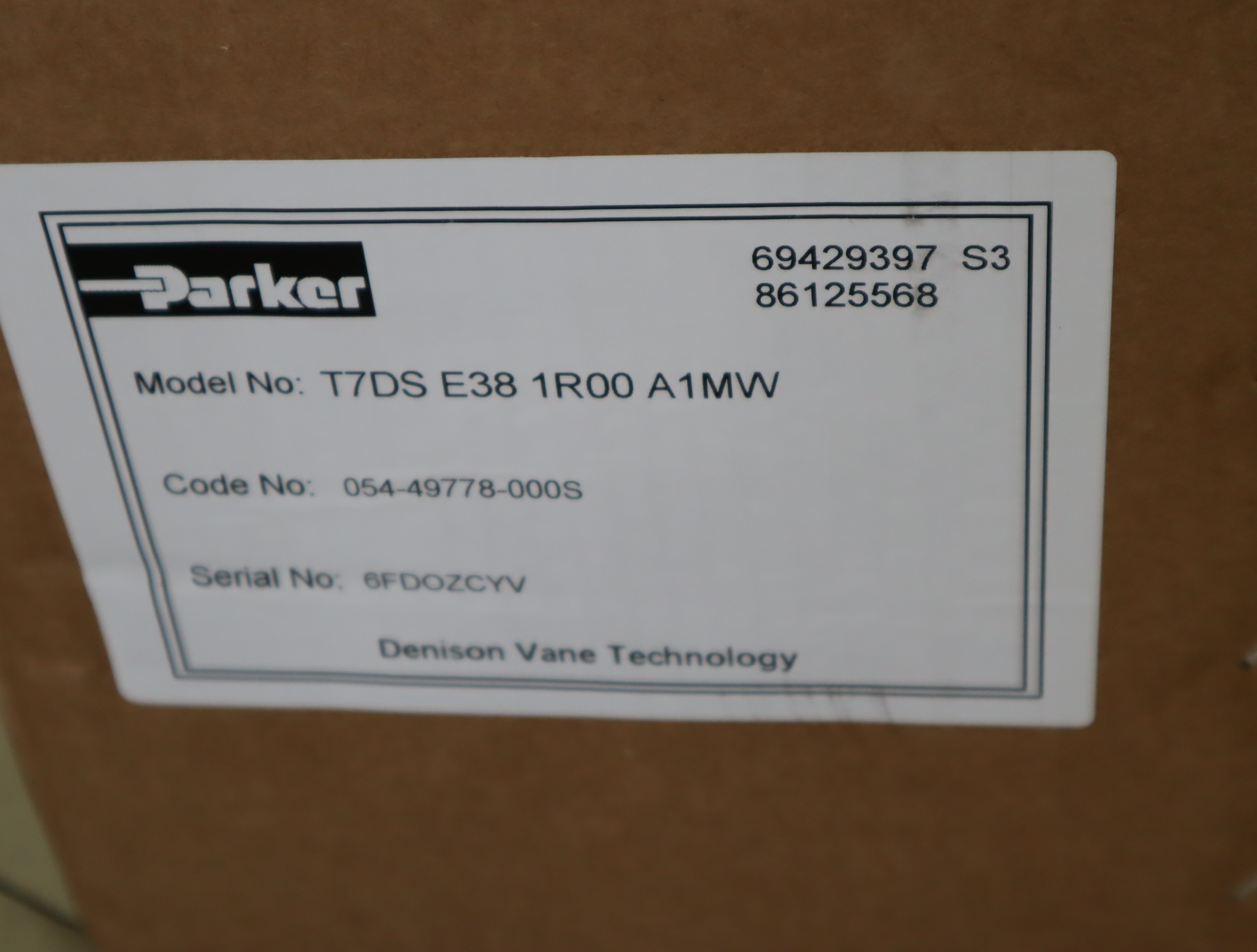 T7DS E38 1R00 A1MW 054-49778-000S 美国派克PARKER叶片泵