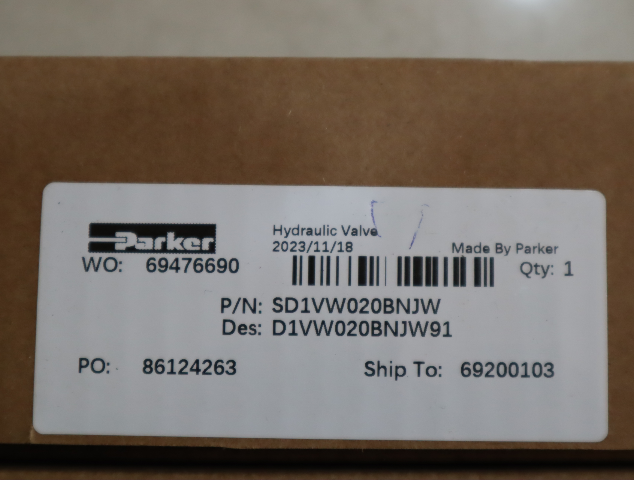 D1VW020BNJW91 SD1VW020BNJW 美国派克PARKER电磁阀