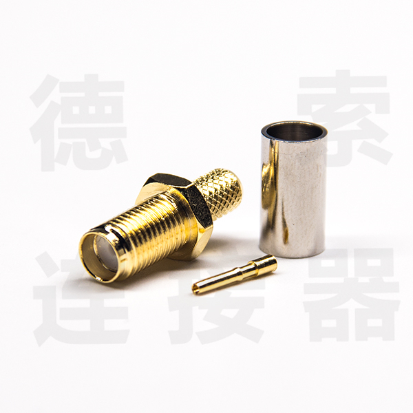 SMA连接器母直式压接铜镀金标准 