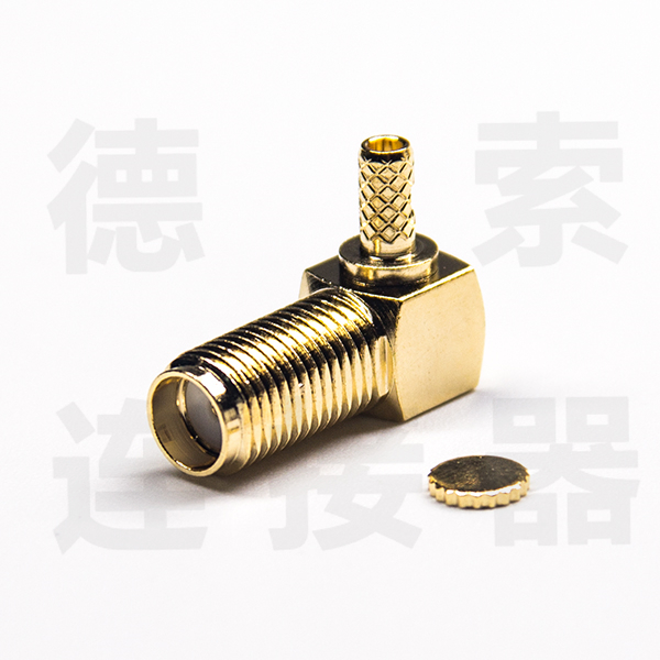 SMA连接器母弯式穿墙压接铜镀金标准厂家