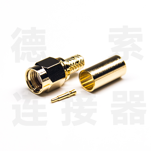 SMA连接器公直式压接铜镀金反极工厂