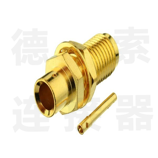 SMA连接器母直式穿墙焊接LMR400铜镀金标准 