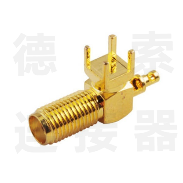 SMA连接器母弯式插孔开天窗压接式铜镀金标准工厂