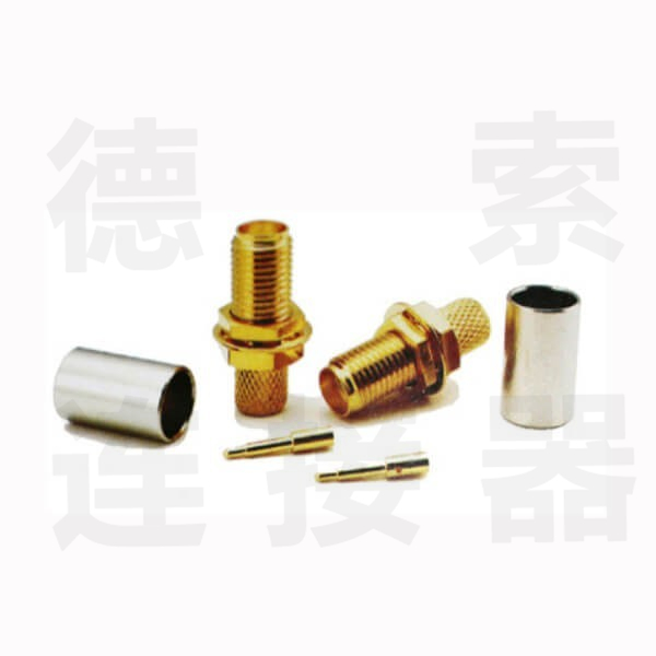 SMA连接器母直式穿墙压接RG6铜镀金标准 