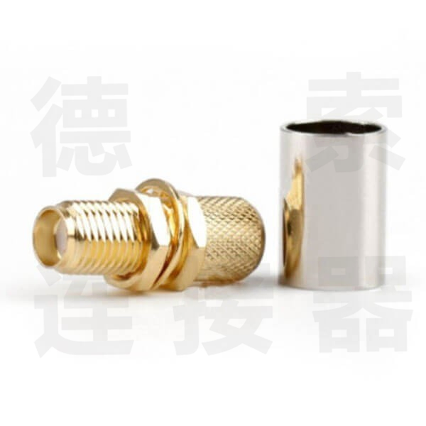 SMA连接器母直式穿墙压接LMR400铜镀金标准 
