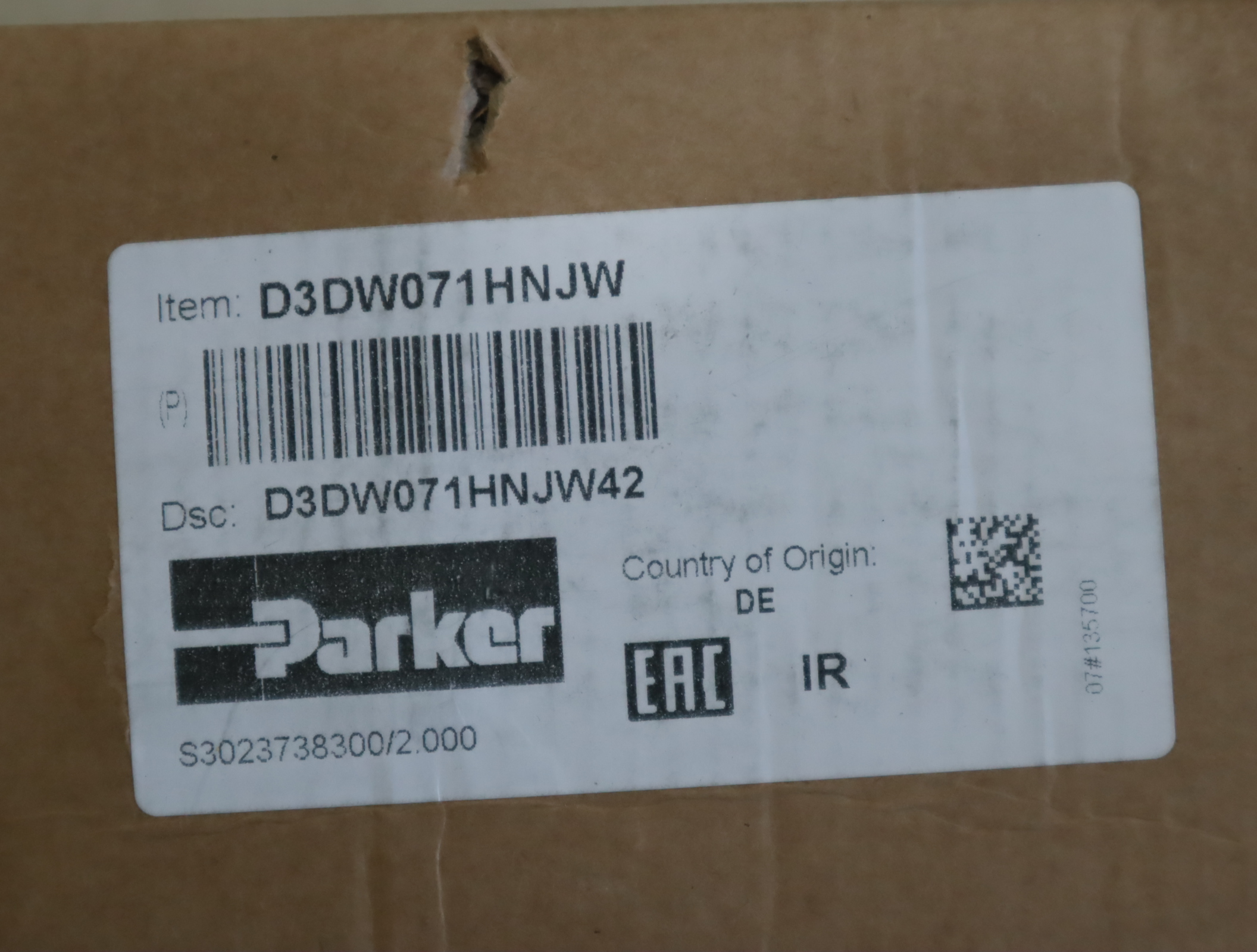 D3DW071HNJW D3DW071HNJW42 美国派克PARKER电磁阀德国产