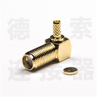 SMA连接器母弯式穿墙压接铜镀金标准厂家