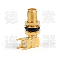 SMA连接器母弯式穿墙/插孔防水铜镀金标准厂家
