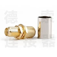 SMA连接器母直式穿墙压接LMR400铜镀金标准 