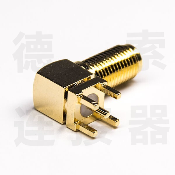 德索SMA连接器母头弯式穿墙/插孔铜镀金标准