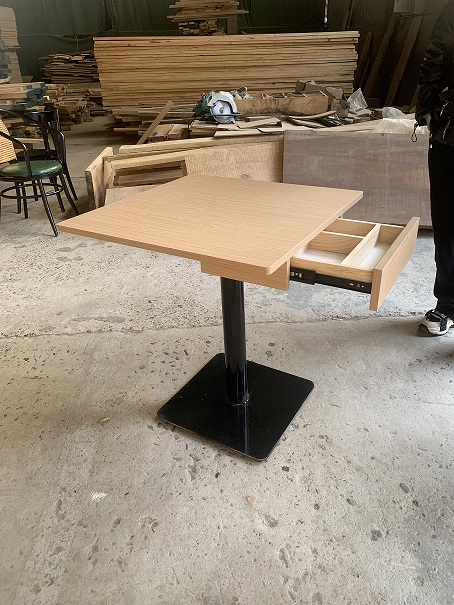 餐饮家具定制厂家 储物快餐桌 免漆板餐桌不锈钢底座