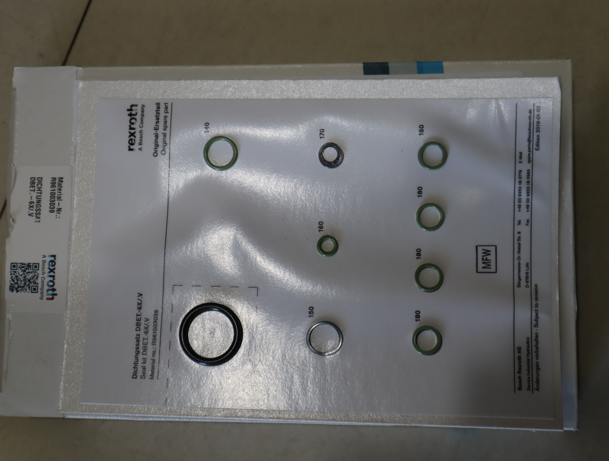 R961003039 DBET.-6X/.V DICHTUNGSSAT 力士乐REXROTH密封套件