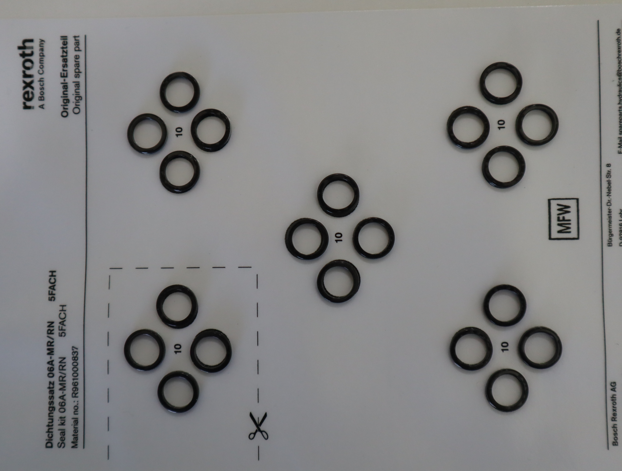 R961000837 06A-MR/RN 5FACH DICHTUNGSSATZ 力士乐REXROTH密封件