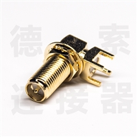SMA连接器母弯式穿墙/插孔铜镀金反极