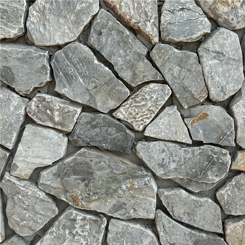 风景装饰-灰色毛石碎拼石 青灰色自然面文化石 不规则乱形石片石
