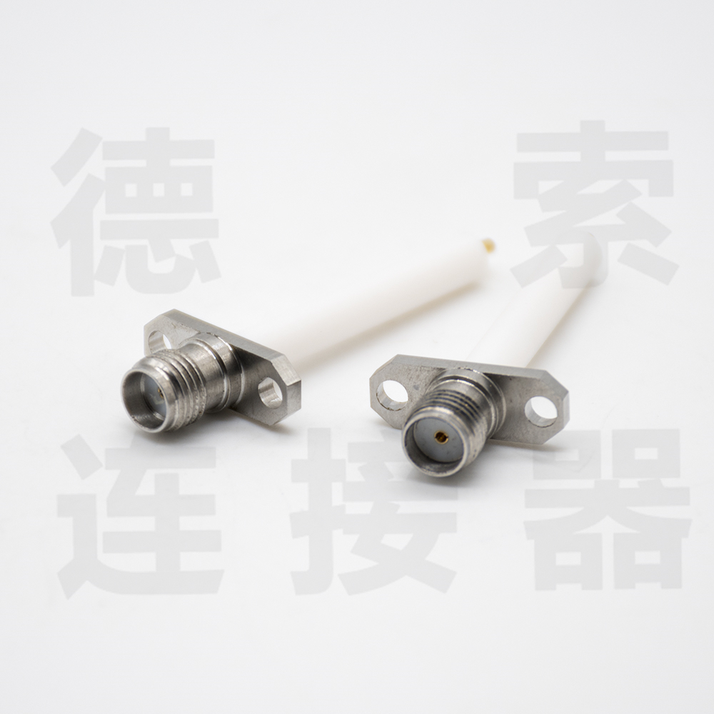 德索SMA连接器母直式2孔法兰钢镀镍标准