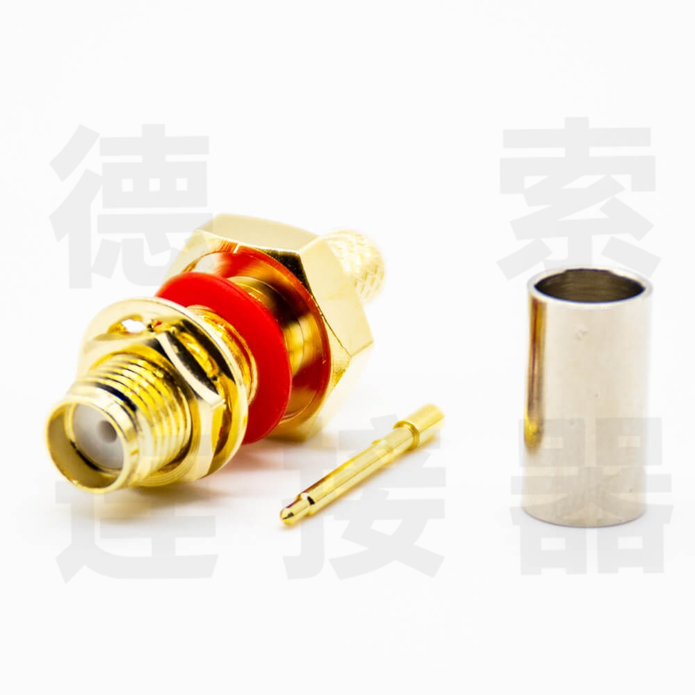 SMA连接器母直式穿墙压接LMR200防水铜镀金标准 