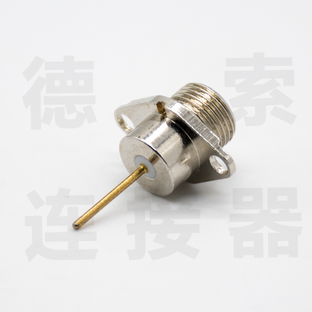 德索SMA连接器母直式2孔法兰铜镀镍反极 