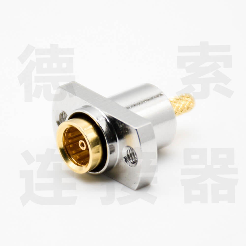 德索SMA连接器母直式2孔法兰压接铜镀镍标准