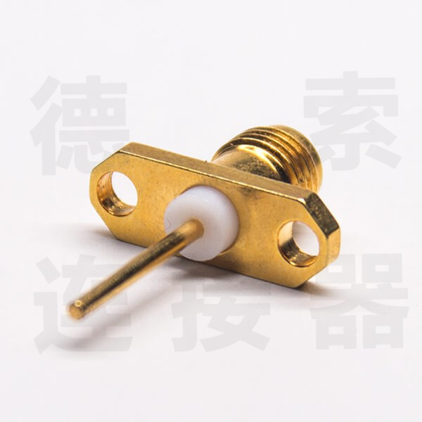 德索SMA连接器母直式2孔法兰铜镀金标准 