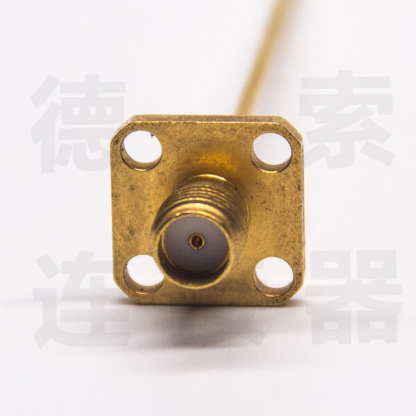 德索SMA连接器母直式4孔法兰铜镀金标准工厂