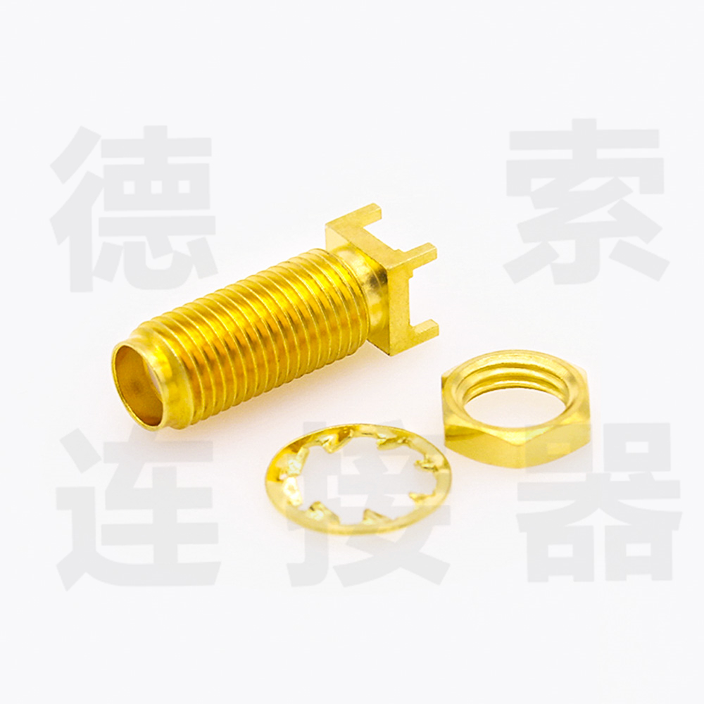 德索SMA连接器母直式穿墙/插孔铜镀金标准厂家