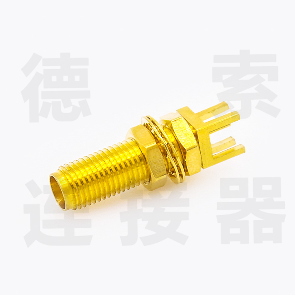 SMA连接器母直式穿墙/卡板铜镀金标准厂家