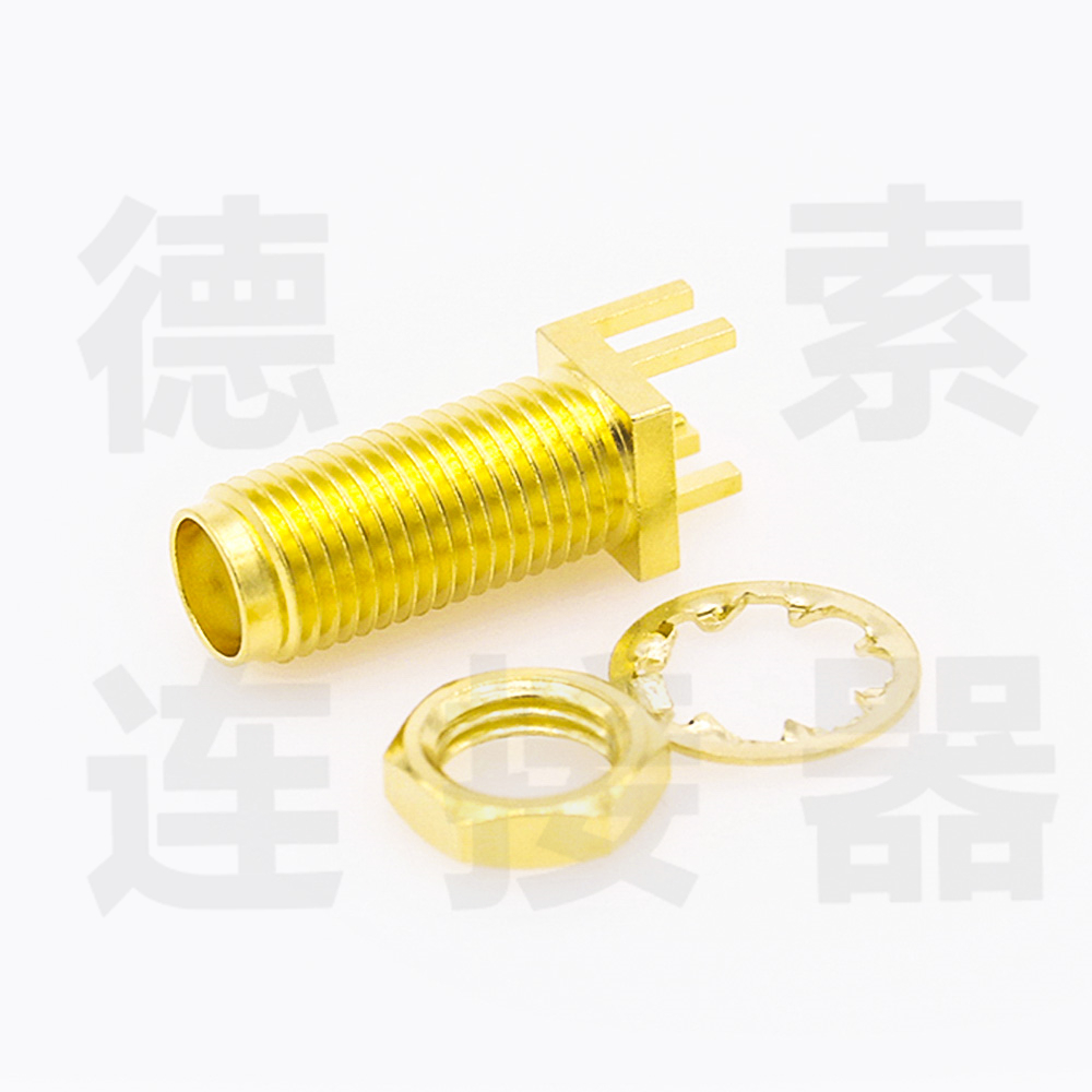 SMA连接器母直式穿墙/卡板铜镀金标准工厂