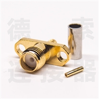SMA连接器母直式2孔法兰压接铜镀金标准