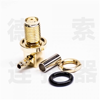 德索SMA连接器母弯式穿墙压接防水铜镀金标准