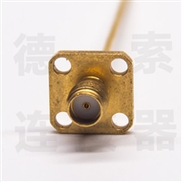 德索SMA连接器母直式4孔法兰铜镀金标准工厂