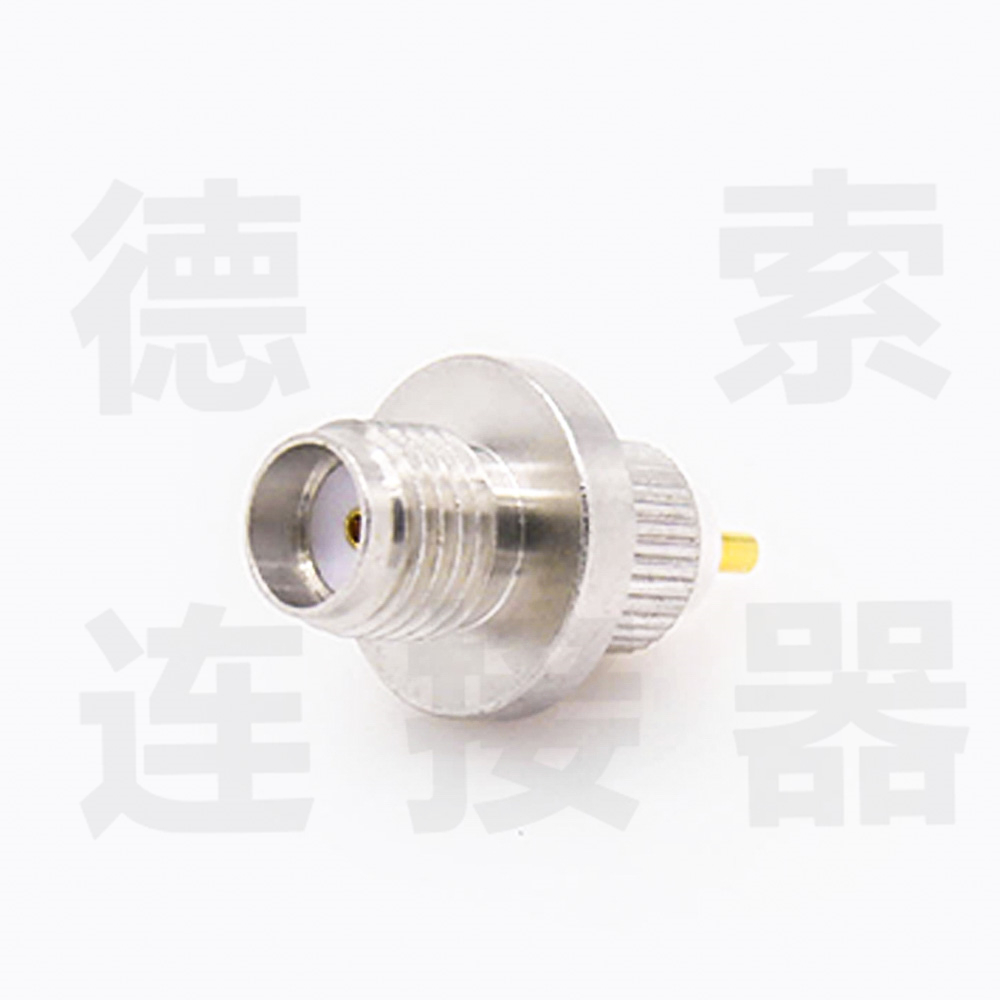 SMA连接器母直式焊板铜镀镍标准50欧姆