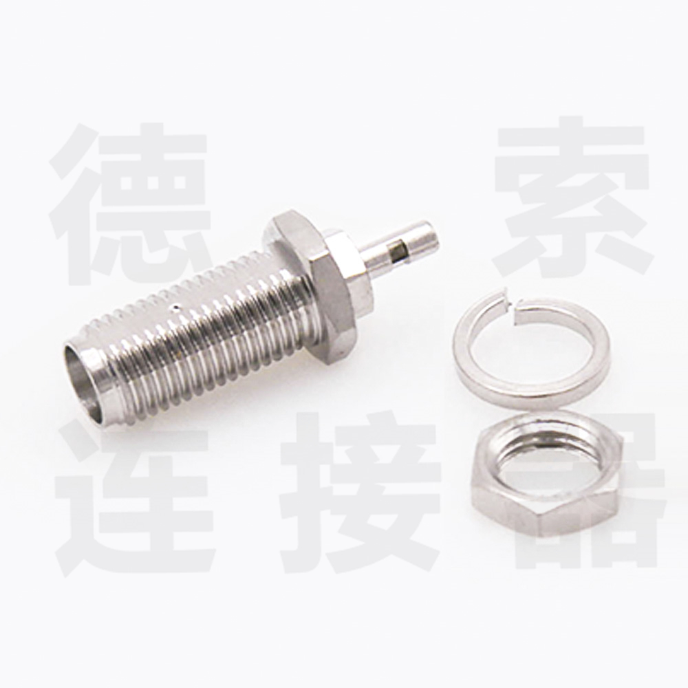 SMA连接器母直式穿墙开天窗焊接式0.4D铜镀镍标准50欧姆