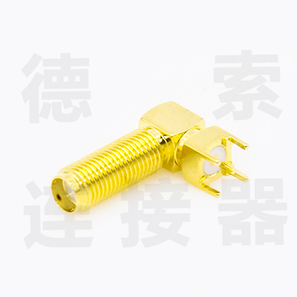 德索SMA连接器母弯式穿墙/插孔铜镀金标准50欧姆工厂