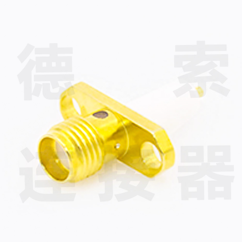 德索SMA连接器母直式2孔法兰/焊板铜镀金标准50欧姆厂家