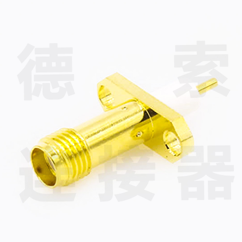 德索SMA连接器母直式2孔法兰/焊板铜镀金标准50欧姆厂家定制