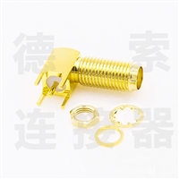 德索SMA连接器母弯式穿墙/插孔铜镀金标准50欧姆