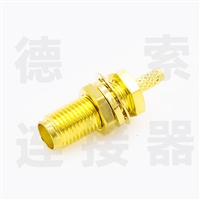 SMA连接器母直式穿墙压接RG174/RG316铜镀金标准50欧姆
