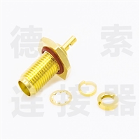 SMA连接器母直式穿墙开天窗焊接式0.4D防水铜镀金标准50欧姆