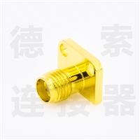 德索SMA连接器母直式2孔法兰/焊板铜镀金标准50欧姆