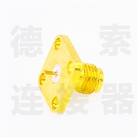 SMA连接器母直式4孔法兰/焊板铜镀金标准50欧姆