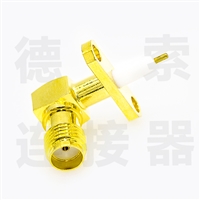 SMA连接器母弯式2孔法兰/焊板铜镀金标准50欧姆