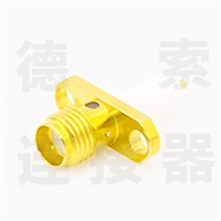 德索SMA连接器母直式2孔法兰/焊板铜镀金标准50欧姆厂家
