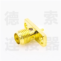德索SMA连接器母直式2孔法兰/焊板铜镀金标准50欧姆定制