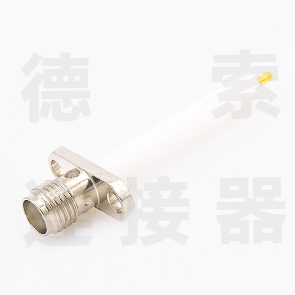 SMA连接器母直式2孔法兰/焊板铜镀镍标准50欧姆